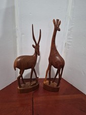 Vintage MCM hand carved  teak wood pair 1960s Kenyan figurine picture