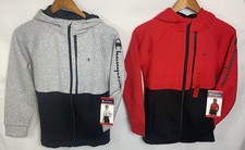 Champion Youth MEDIUM 10/12 Lot of 2 Gray & Red Full Zip Jackets with 3 Pockets picture