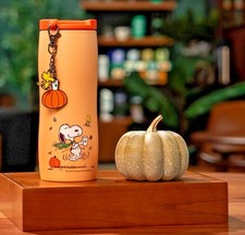 USA PEANUTS x Starbucks Snoopy Fall Pumpkin Stainless Tumbler 16oz 2026 NEW, NWT picture