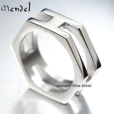MENDEL Cool Mens Fashion Geometry Hexagon Ring For Men Stainless Steel Size 7-13 picture