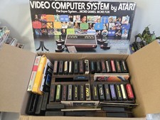 Atari 2600 CX-2600 Console Lot w/ Controllers, Games, Box, Power Supply READ picture