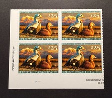 WTDstamps - #RW92 2025 Plate# Block - Federal Duck Stamp - Mint OG NH picture