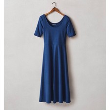 NWOT American Giant Womens Short Sleeve Flex Dress M Blue Fit & Flare picture