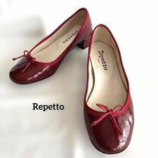 Repetto Camille Bordeaux Patent Leather Ballet Pumps Bow Heel US 6.5 EU 37 Women picture