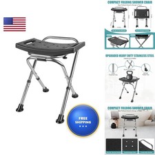 GardEasy Ea-25-56 Stainless Steel Folding Shower Chair 400lbs Black for Seniors picture
