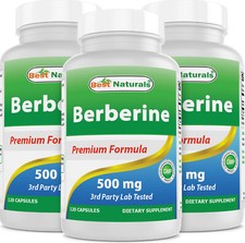 3 Pack Best Naturals Berberine 500 mg 120 Capsules picture