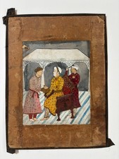 Antique Indian Mughal Miniature Painting Court Scene Nobleman Attendants Rare picture