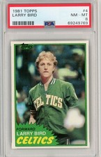 Graded 1981 Topps Larry Bird #4 2nd Year Basketball Card PSA 8 NM-MT picture