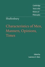 Shaftesbury: Characteristics of Men, Manners, Opinions picture