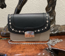 BRIGHTON Ginger Snappy Minibag Beige Taupe w/ Pretty Glam Black Flap Combo NWT picture