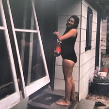 Vintage 35 mm Slide Photo Leggy Lady in Bathing Suit 1970 MCM - B2 picture