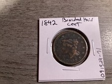 1842 Braided Hair Large Cent with Large Date Early US Copper Coin 091524 71rk picture