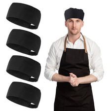 Yolev 4 Pcs Unisex Chef Hats Adjustable Kitchen Cooking Caps One Size, Black picture
