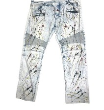 Balmain Homme Paint Biker Denim Pants 41 X 30 picture