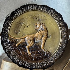 Rare Vintage Japanese Tiger Relief Wall Plaque 14
