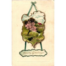 Vintage 1909 Davidson Bro Postcard Hearty Greetings Blossoming Tree Germany 7066 picture