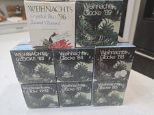 Weihnachts Glocke Lot Of 8 German Handpainted Christmas Bells New In Box picture