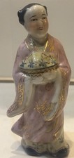Porcelain Figurine Lan Caihe w/Flowers 1 of 8 Immortals Chinese Taoist Mythology picture
