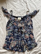 Maeve by Anthropologie Mariposa Open-Shoulder Ruffled Floral Blouse Size 8 picture
