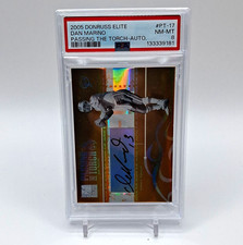 2005 Donruss Elite Dan Marino Passing the Torch Gold Auto /100 PT-17 PSA 8 picture