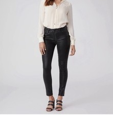 PAIGE Hoxton Ankle Pant Size 29 Black Fog Luxe Coating High Rise Skinny Jeans picture