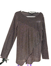karen kane top black with gold sparkle lines large preowned picture