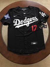 sNWT Shohei Ohtani Dodgers Men's Large Black Away Jersey Stitched #17 picture