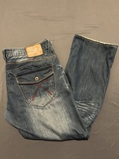 Vintage Akoo Jeans Mens 42x33 Blue Distressed Acid Washed Denim Straight Leg Y2K picture