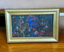 Katrina Halter Original Abstract Mixed Media Painting Thread Collage Gold Frame picture