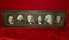 1890s MOZART BEETHOVEN LISZT CHOPIN VIVALDI Lithograph Composers lot Framed vtg picture