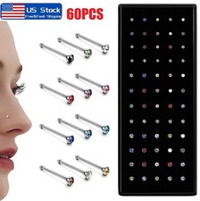 60PCS Stud Nose Rings Bone Stud Stainless Steel Color Pin Jewelry Piercing Body picture