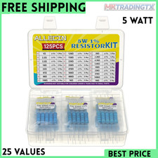 5W Metal Film Resistor Kit from 1 Ohm to 1M Ohm 25 Values 5 Watt 1% Resistors As picture