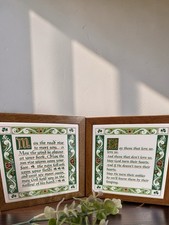 Vintage MCM Berggren ceramic trivet / wall plaque Irish Blessings Set picture