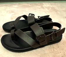 Men's Black Faux Leather Gladiator Strappy Buckle Sandals US 9.5 picture