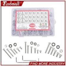 Findmall 1440PCS M2 M3 M4 Hex Socket Head Cap Metric Bolts and Nuts Kit picture