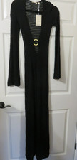 NWT Monday Swimwear Montego Dress Black Lace Crochet Small Sheer Side Slits $218 picture