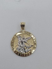 10kt Saint Michael Gold Pendant Real Gold Bail fit Up To 3mm Brand New 2.8 Grm picture