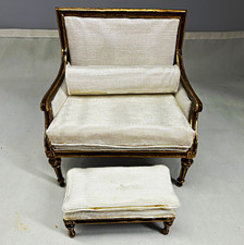 Vintage BESPAQ Fine Miniatures Armchair Ottoman Set 1:12 Dollhouse Furniture picture
