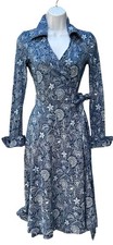VTG Diane Von Furstenberg Dress Vintage DVF 1970s Wrap Dress Size 8 Blue Floral picture