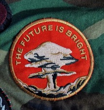 The Future is Bright Nuclear Bomb Mushroom Cloud Embroidered Iron On Patch 3.25