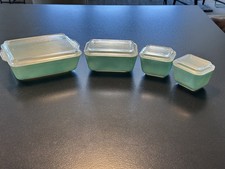 Vintage Turquoise Pyrex Refrigerator Set 8 piece picture