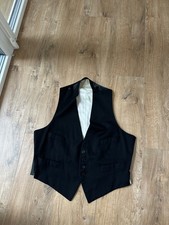 Antique Vintage 1940s Men's Black wool Waistcoat vest Size: M picture