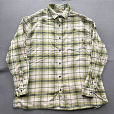 Duck Camp Shirt Mens 3XL Big & Tall Plaid Long Sleeve Button Up Green/Beige picture