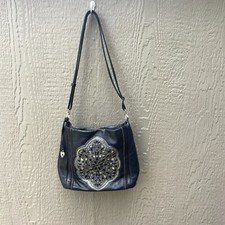 Brighton Anjulina Leather  Shoulder Bag Pewter Beads  Anju Black Masterpiece picture