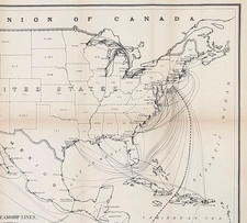 1912 UNITED STATES Steamship Lines Map East West Coast West Indies Original  picture