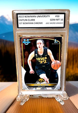 CAITLIN CLARK 2022-23 1st BOWMAN UNIVERSITY CHROME GRADED GEM-MT 10 ROOKIE #50 picture