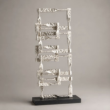 New Modern Brutalist Abstract Iron Sculpture in Burnished Silver 22