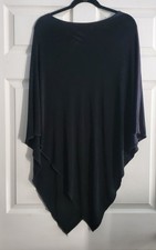 Vtg Chico's Travelers Flowy Black Poncho Womens One Size Asymmetrical USA picture