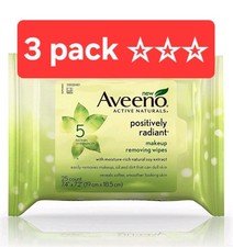 Aveeno Active Naturals Positively Radiant Makeup Removing Wipes Oil free 3 Pack picture