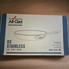 All-Clad D3 12in Stainless Steel Frying Pan Long Handle Electric/Gas picture